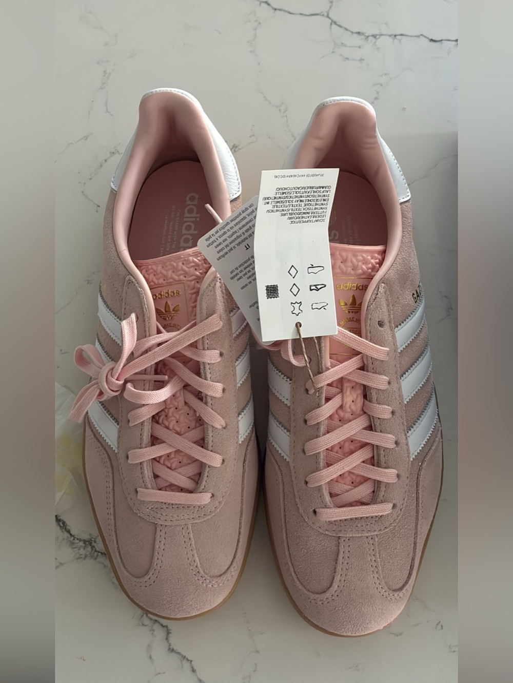 Adidas Gazelle - NWT - Pink and White Suede Lace-Up Sneakers - women’s size 8.5